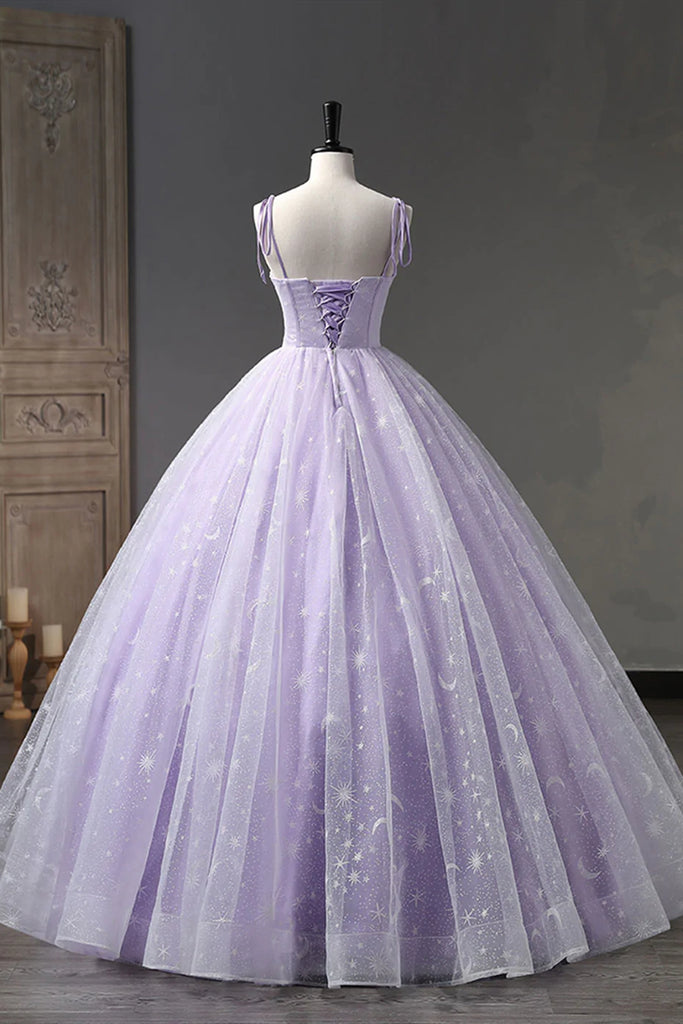 A Line Purple Tulle Long Prom Dresses, Purple Long Formal Evening Dres –  Eip Collection