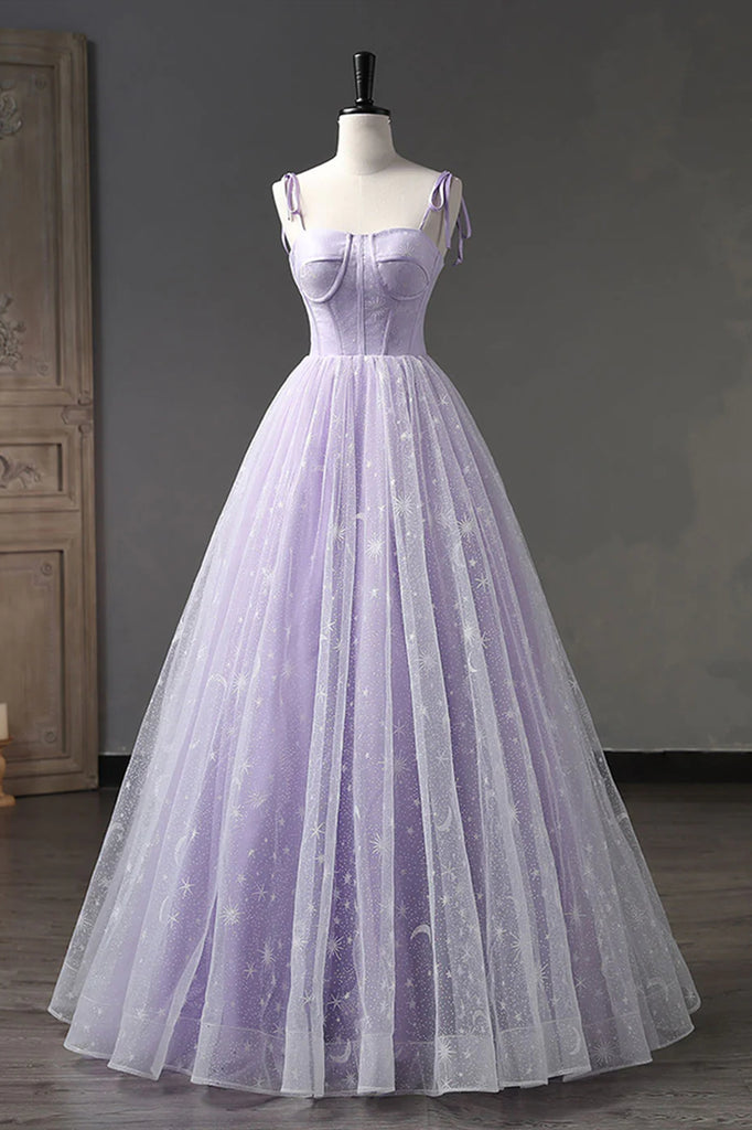 A Line Purple Tulle Long Prom Dresses, Purple Long Formal Evening Dres Eip Collection A Line Purple Tulle Long Prom Dresses, Purple Long Formal Evening Dres Eip Collection