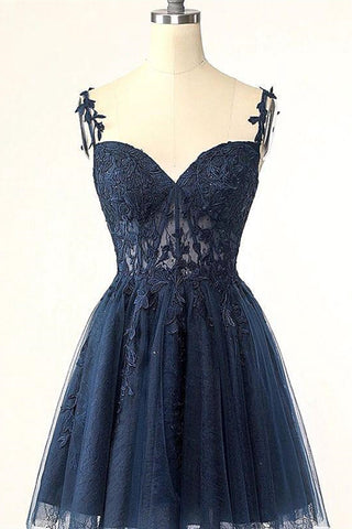 A Line V Neck Short Royal Blue Lace Prom Dresses, Short Royal Blue Lace Formal Homecoming Dresses