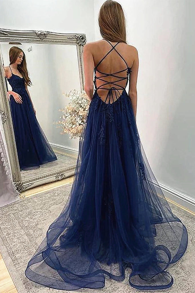 Backless Navy Blue Lace Prom Dresses, Open Back Navy Blue Long Lace Fo Eip Collection Backless Navy Blue Lace Prom Dresses, Open Back Navy Blue Long Lace Fo Eip Collection