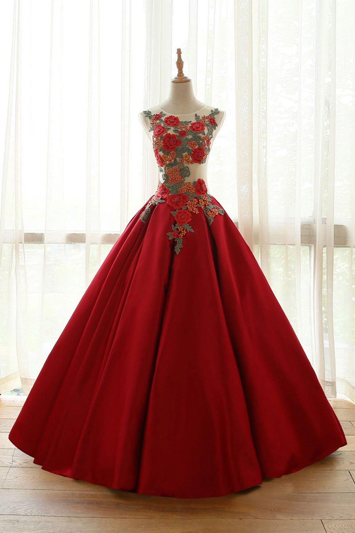 Burgundy Floral Long Prom Dresses, Wine Red Long Flower Formal Evening Eip Collection Burgundy Floral Long Prom Dresses, Wine Red Long Flower Formal Evening Eip Collection