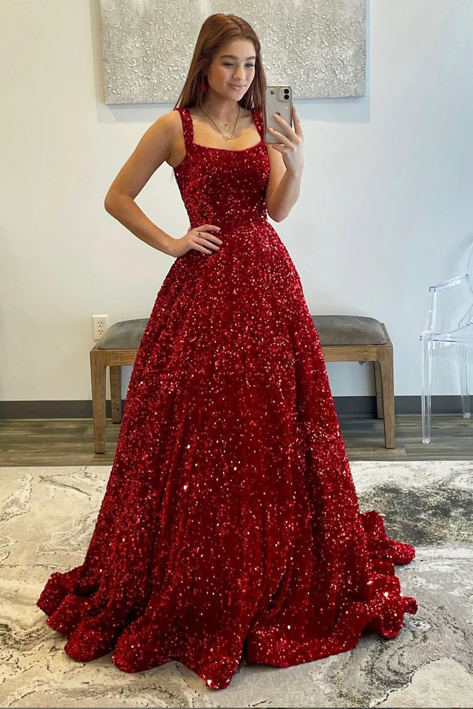 Red Sequin Beaded Satin Ball Gown Elegant 2019 Long Red Evening Dress For  Prom, Formal Events, Quinceaneras From Newdeve, $133.06 | DHgate.Com