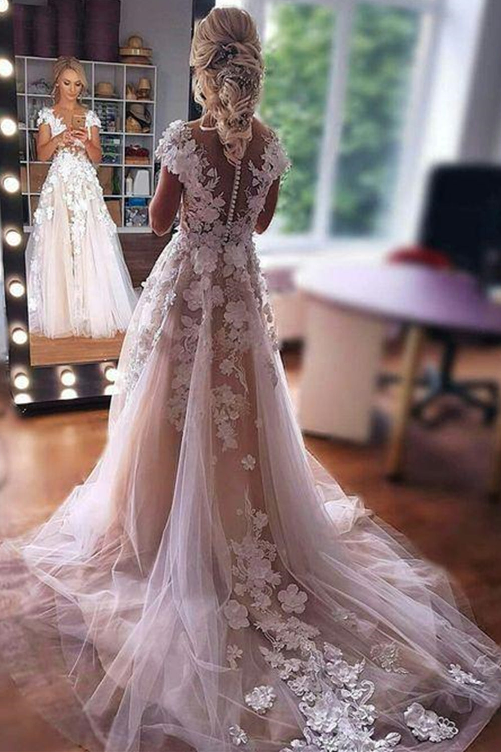 Off Shoulder White Lace Appliques Champagne Prom Dresses Wedding Dresses,  Off Shoulder Champagne Formal Dresses, Champagne Evening Dresses