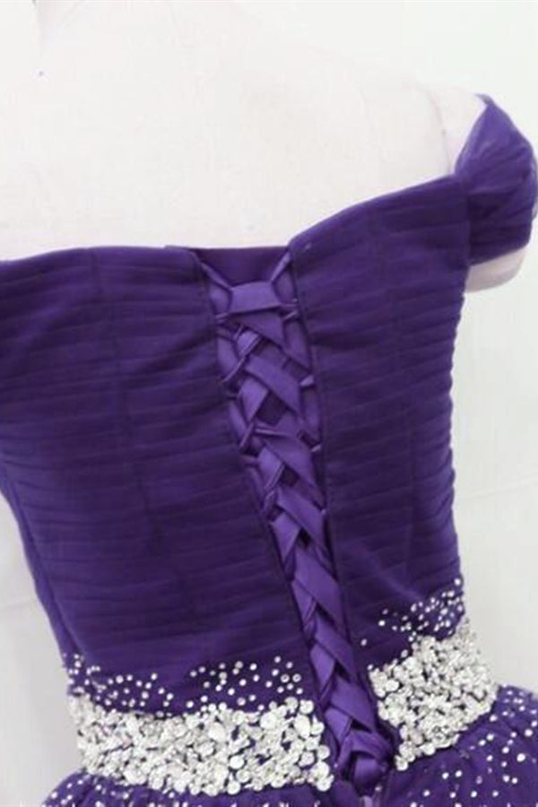 Charming Sequins Off Shoulder Dark Purple Long Prom Dress, Off the Sho –  Eip Collection