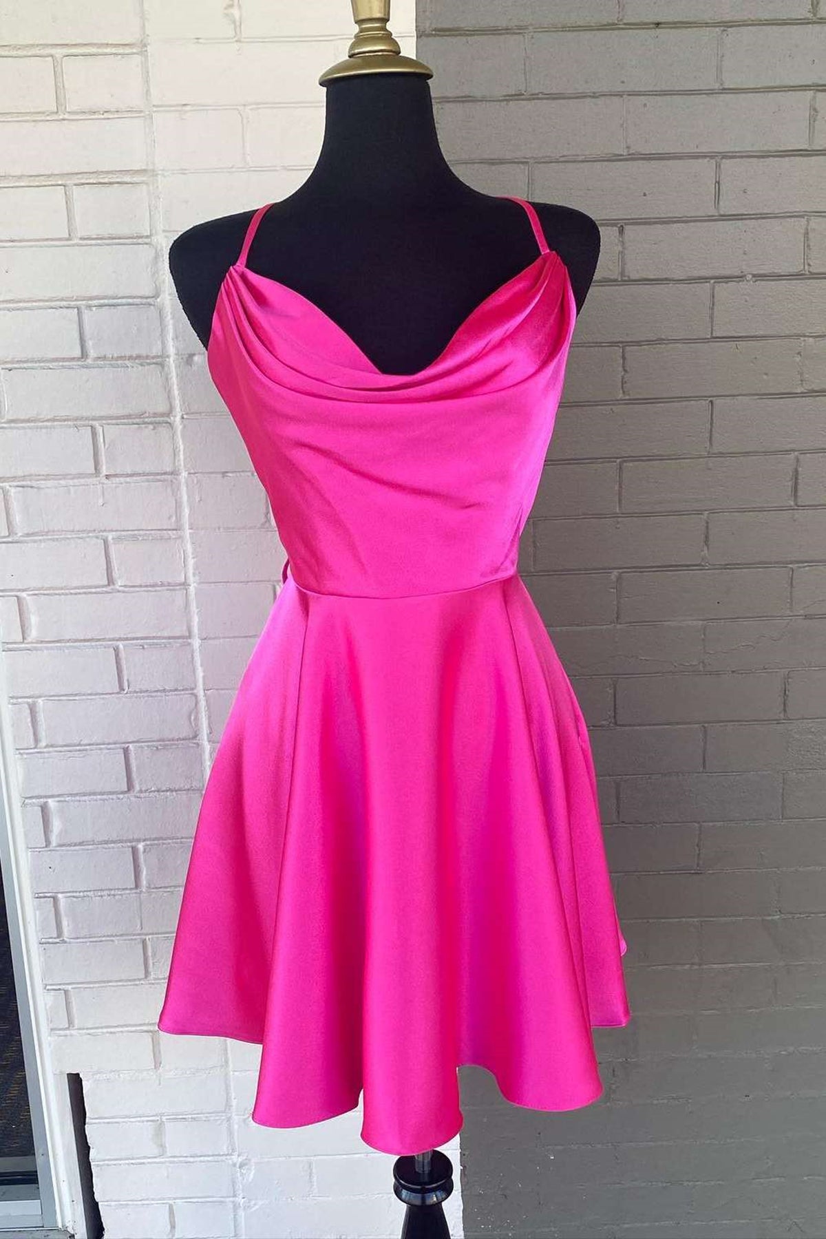 Cowl Neck Short Pink Prom Dresses, Short Pink Graduation Homecoming Dr Eip Collection Cowl Neck Short Pink Prom Dresses, Short Pink Graduation Homecoming Dr Eip Collection