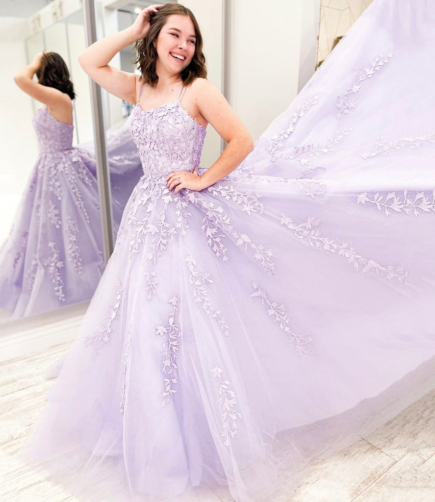 purple graduation dresses Elegant Purple Tulle Lace Long Prom Dresses, Purple Lace Formal Gradua – Eip Collection