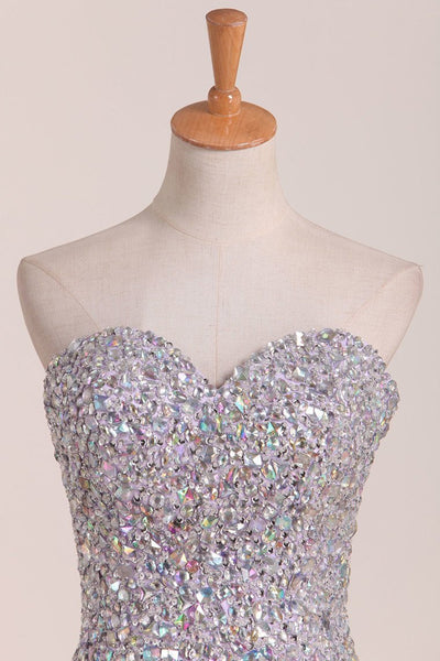 Gorgeous Mermaid Strapless Purple Beaded Long Prom Dresses, Mermaid Purple Beaded Formal Evening Dresses, Purple Ball Gown EP1437