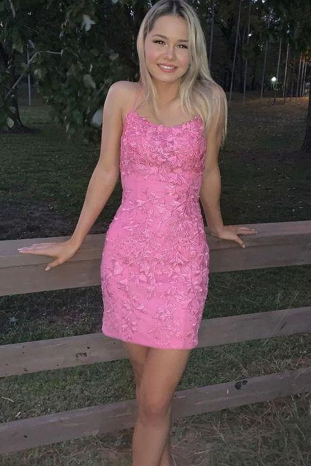 Mermaid Pink Lace Short Prom Dresses, Mermaid Pink Homecoming Dresses, Eip Collection Mermaid Pink Lace Short Prom Dresses, Mermaid Pink Homecoming Dresses, Eip Collection