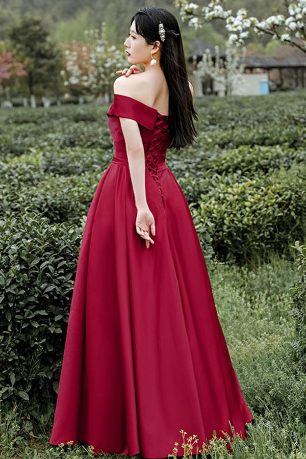 green emerald velvet dress Off Shoulder Pleated Dress with Overskirt Red / US 10 main image 1