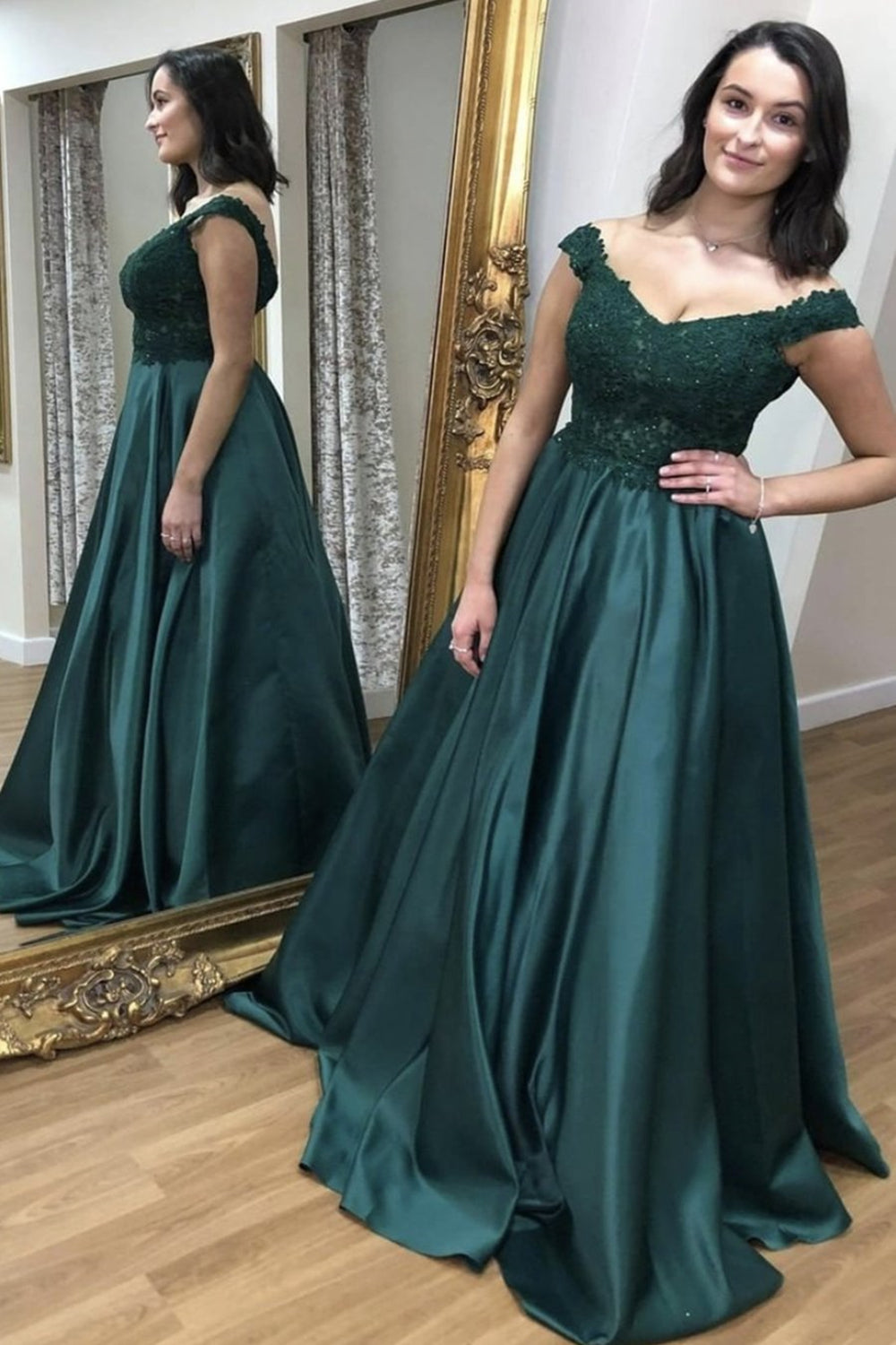Off Shoulder Green Lace Top Long Prom Dresses, Off the Shoulder Green Eip Collection Off Shoulder Green Lace Top Long Prom Dresses, Off the Shoulder Green Eip Collection