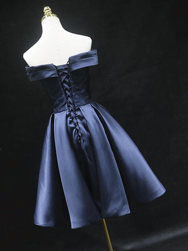 Off the Shoulder Short Navy Blue Prom Dresses, Short Navy Blue Formal Eip Collection Off the Shoulder Short Navy Blue Prom Dresses, Short Navy Blue Formal Eip Collection