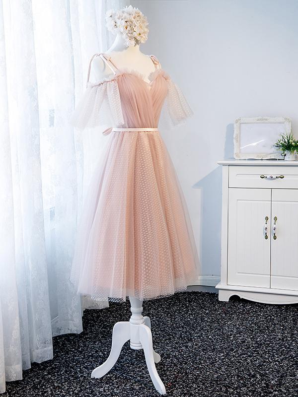 Off the Shoulder Short Pink Prom Dress with Corset Back, Short Pink Fo – Eip Collection