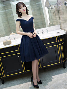 dark blue dress short Tight Strappy-Back Homecoming Natural Sleeve Length Off the Shoulder Short Navy