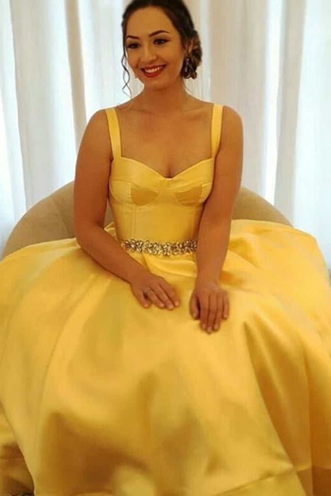 Open Back Ankle Length Yellow Prom Homecoming Dresses, Yellow Ankle Le Eip Collection Open Back Ankle Length Yellow Prom Homecoming Dresses, Yellow Ankle Le Eip Collection