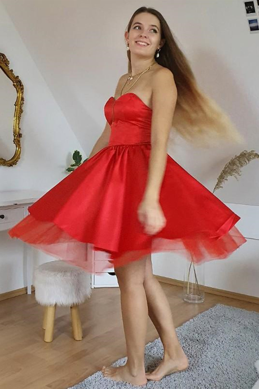 Princess Strapless Red Short Prom Dresses, Red Homecoming Dresses, Red Eip Collection Princess Strapless Red Short Prom Dresses, Red Homecoming Dresses, Red Eip Collection