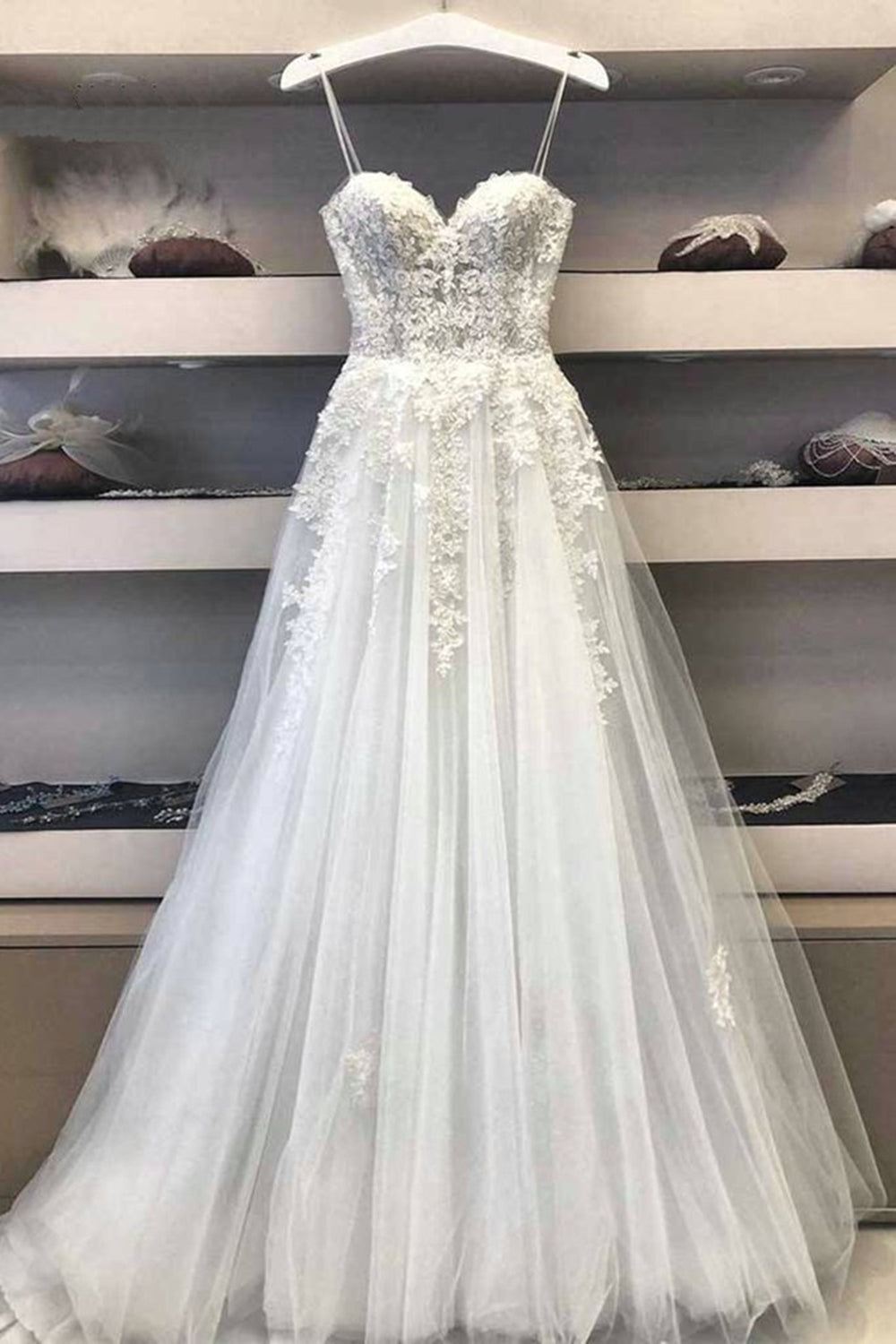 Wedding Dresses White Princess Prom Dress Princess Sweetheart Neck White Lace Prom Wedding Dresses, Ivory Wedding Dresses White Princess Prom Dress Princess Sweetheart Neck White Lace Prom Wedding Dresses, Ivory