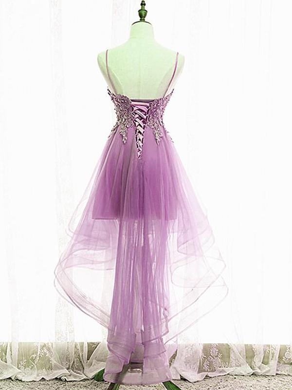 Purple High Low Lace Prom Dresses, Light Purple High Low Lace Formal H –  Eip Collection