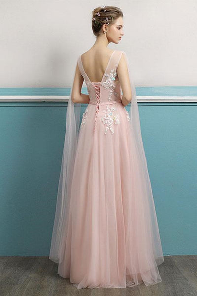 Round Neck Pink Lace Long Prom Dresses, Pink Lace Formal Dresses, Pink Evening Dresses EP1391