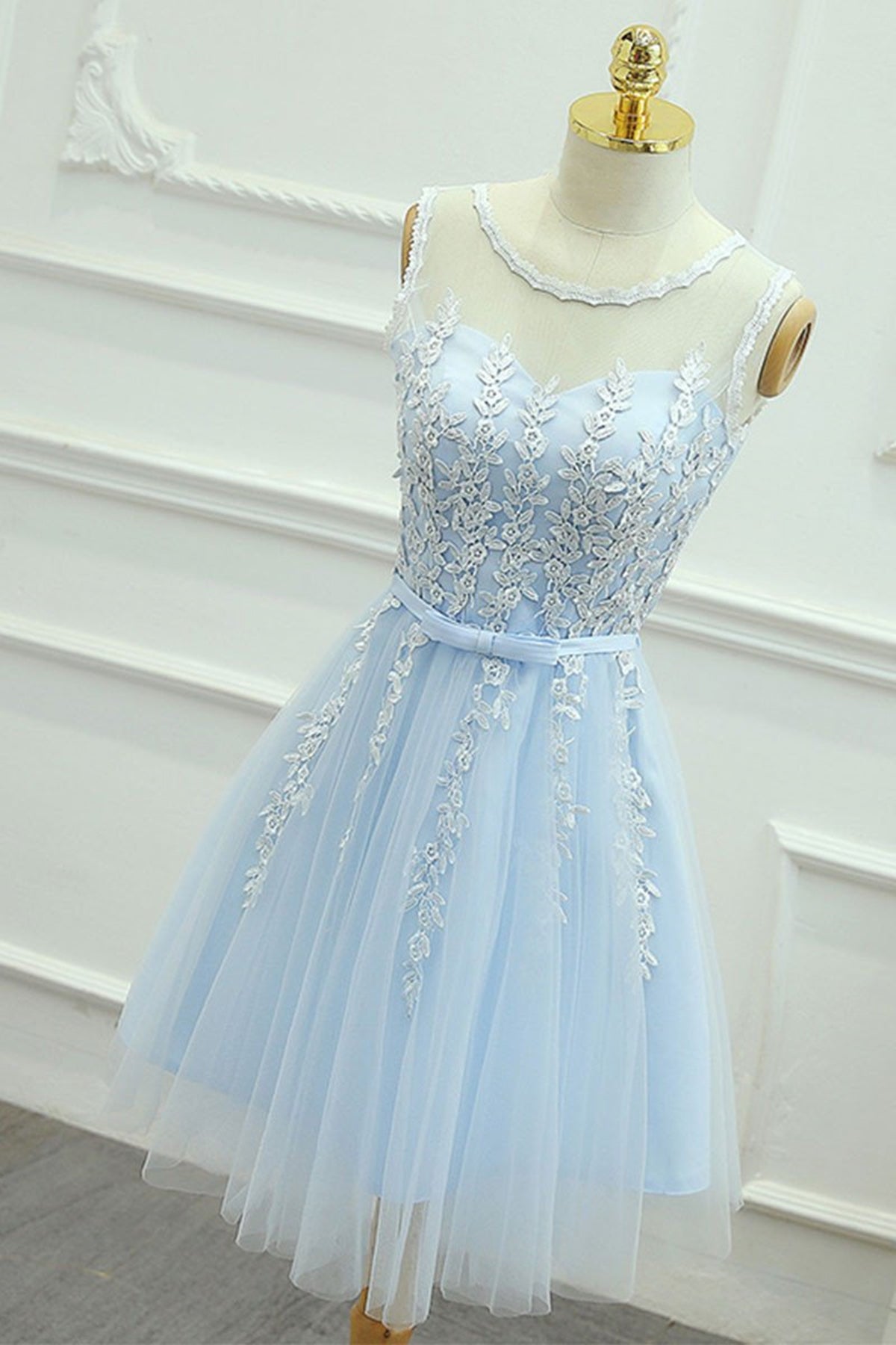 Round Neck Short Blue Lace Prom Dresses, Short Blue Lace Homecoming Gr Eip Collection Round Neck Short Blue Lace Prom Dresses, Short Blue Lace Homecoming Gr Eip Collection
