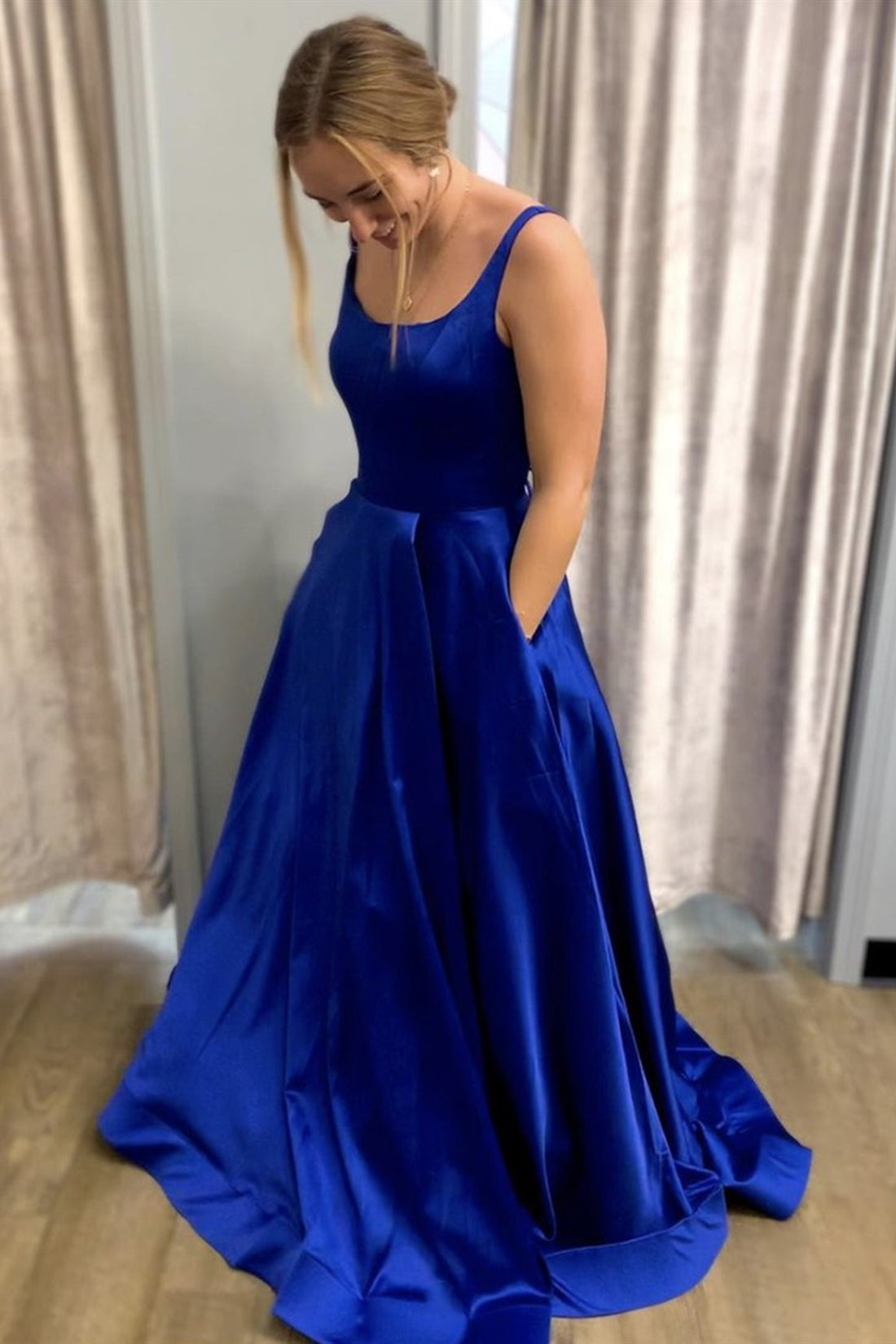 Royal Blue Mermaid Prom Dresses with Train,Simple Cheap Evening Dresse –  QueenaBridal