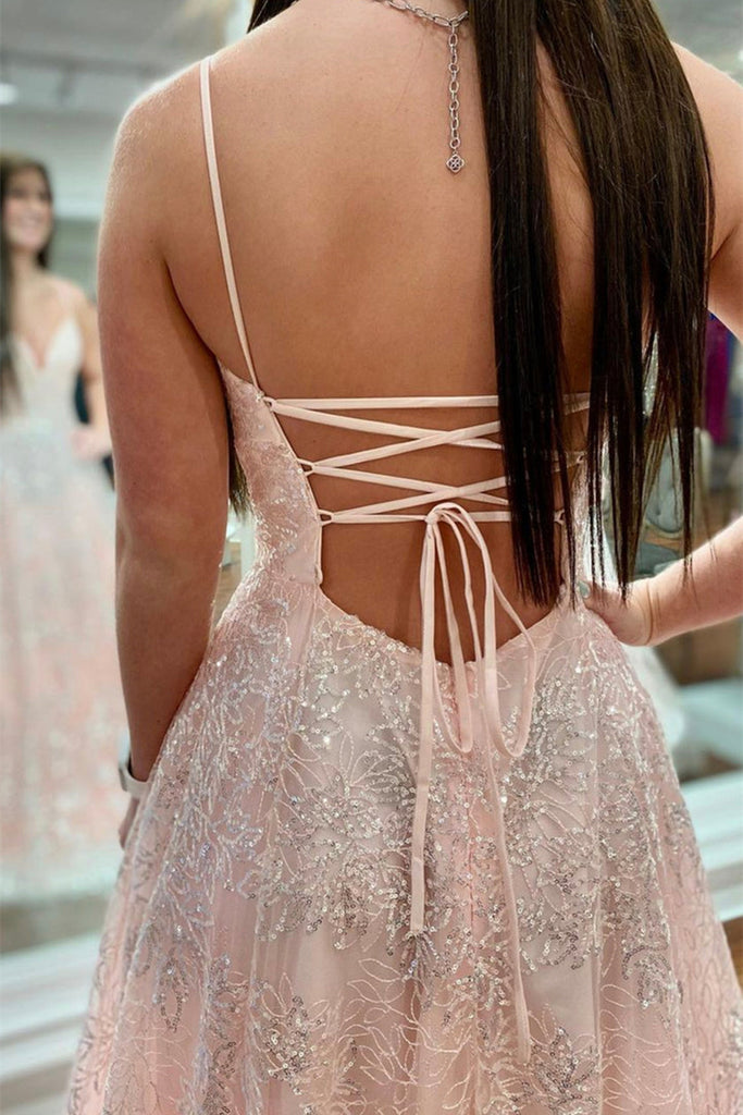 Shiny Pink Sequins Tulle V Neck Backless Long Prom Dresses, Backless P – Eip Collection Shiny Pink Sequins Tulle V Neck Backless Long Prom Dresses, Backless P – Eip Collection