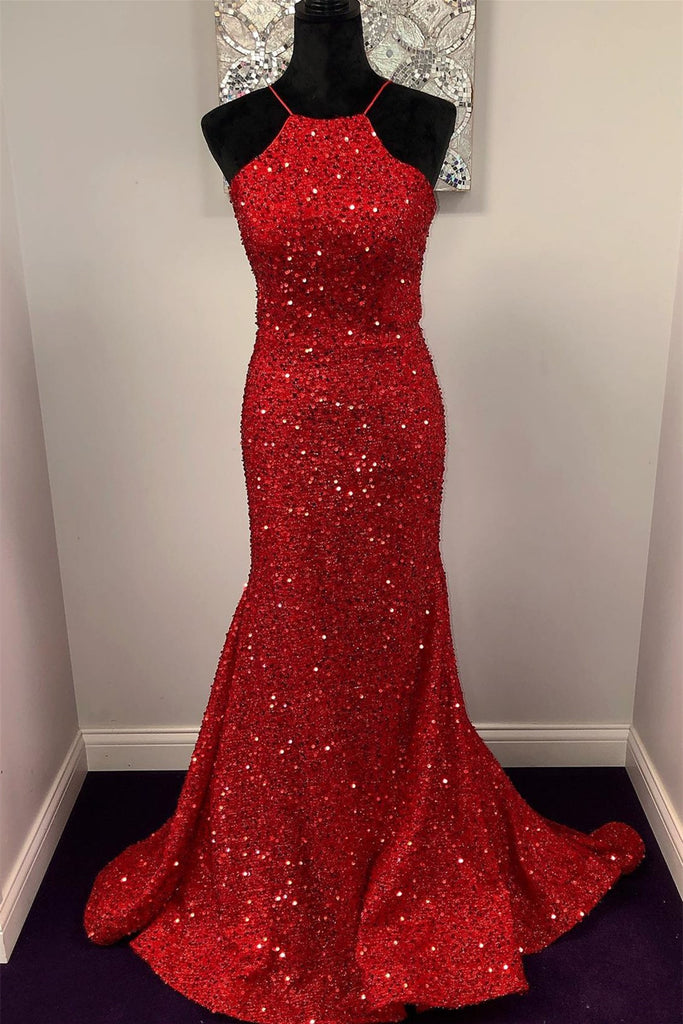 Shiny Sequins Backless Mermaid Red Long Prom Dresses, Mermaid Red Form Eip Collection Shiny Sequins Backless Mermaid Red Long Prom Dresses, Mermaid Red Form Eip Collection