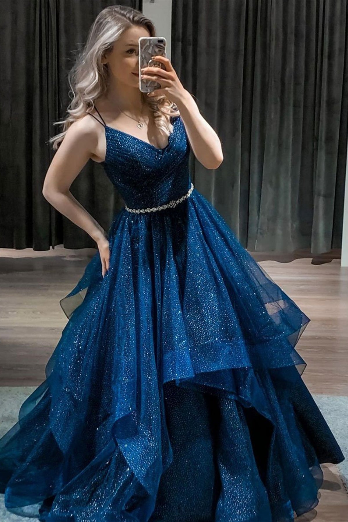 Shiny Tulle V Neck Blue/Burgundy/Black Long Prom Dresses with Belt, Sp Eip Collection Shiny Tulle V Neck Blue/Burgundy/Black Long Prom Dresses with Belt, Sp Eip Collection