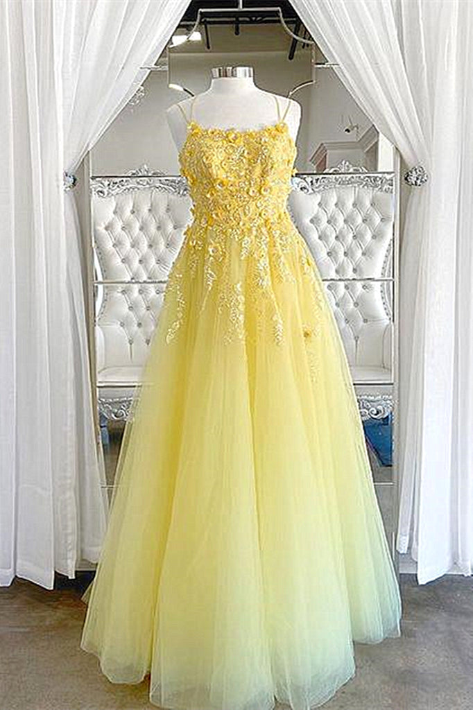 Shiny Yellow Lace Floral Prom Dresses, Shiny Yellow Lace Floral Formal Eip Collection Shiny Yellow Lace Floral Prom Dresses, Shiny Yellow Lace Floral Formal Eip Collection
