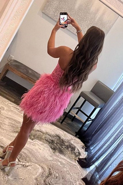 Short Pink Lace Prom Dresses, Short Pink Lace Formal Homecoming Dresses