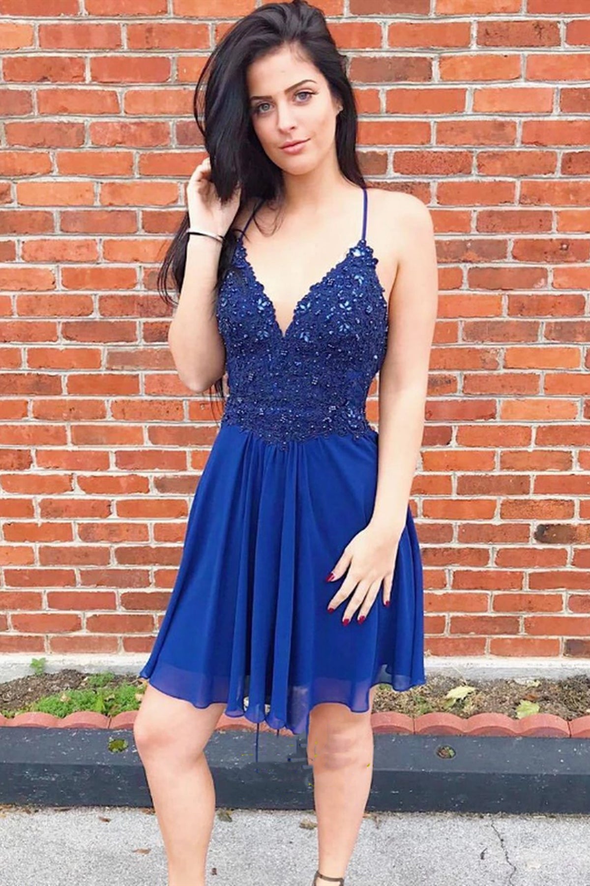 Short V Neck Royal Blue Lace Prom Dresses, Short Royal Blue Lace Gradu Eip Collection Short V Neck Royal Blue Lace Prom Dresses, Short Royal Blue Lace Gradu Eip Collection