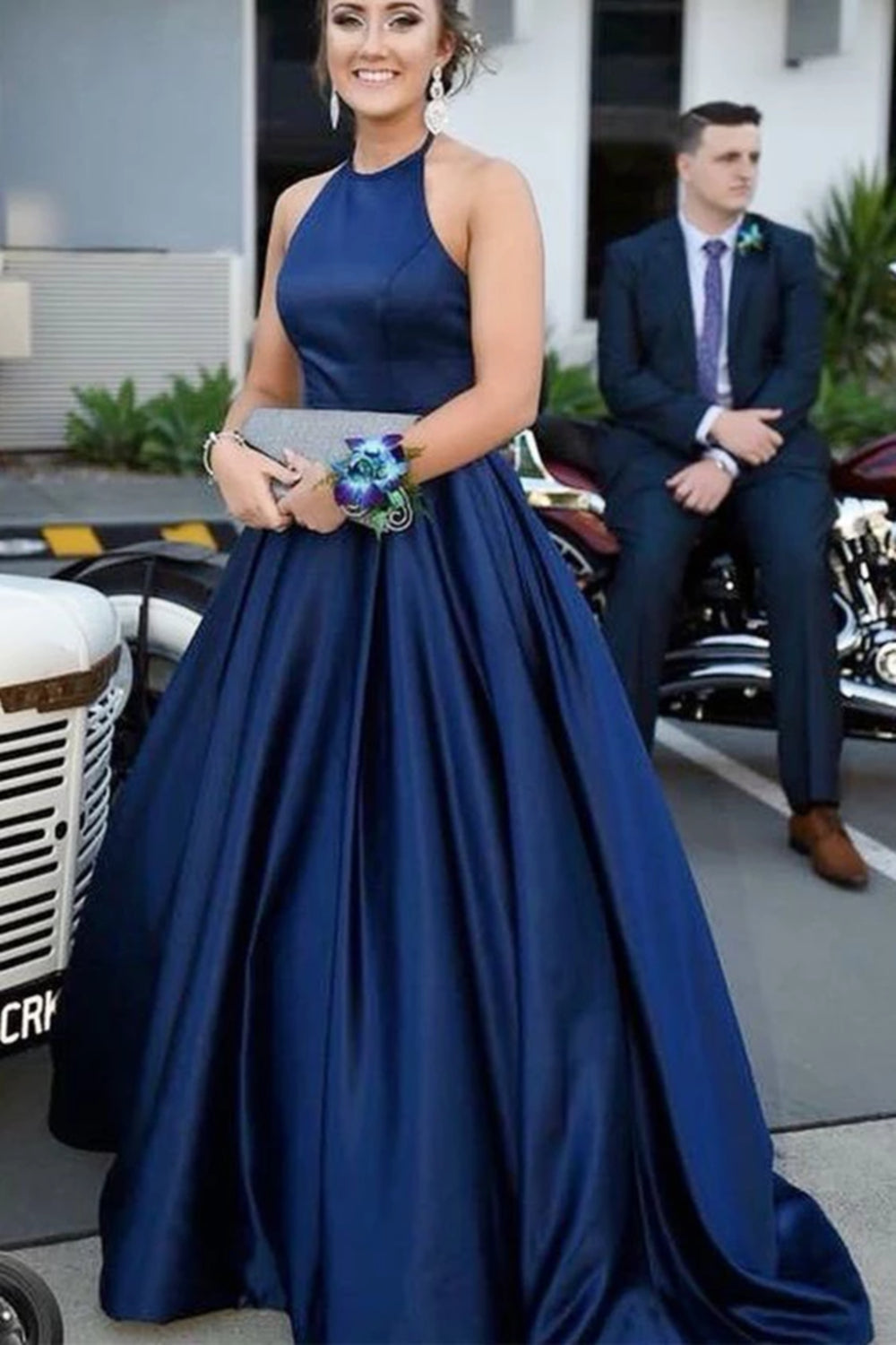 Simple Halter Neck Navy Blue Long Prom Dresses, Navy Blue Formal Eveni Eip Collection Simple Halter Neck Navy Blue Long Prom Dresses, Navy Blue Formal Eveni Eip Collection