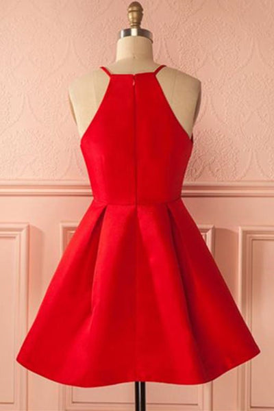 Simple Red Short Prom Homecoming Dresses, Short Red Mini Formal Graduation Evening Dresses