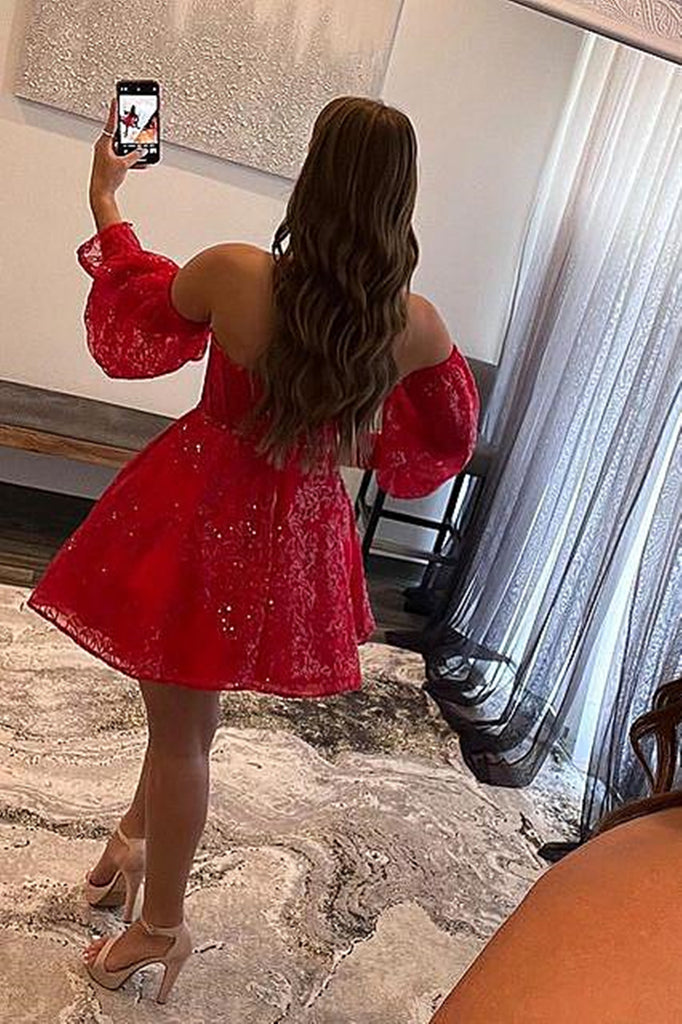 Strapless Long Sleeves Short Burgundy Prom Dresses, Short Wine Red For Eip Collection Strapless Long Sleeves Short Burgundy Prom Dresses, Short Wine Red For Eip Collection