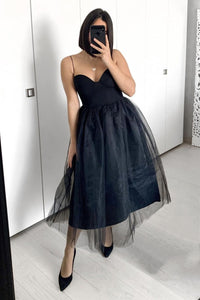 Sweetheart Neck Black Short Prom Dresses, Black Homecoming Formal Graduation Evening Dresses EP1359