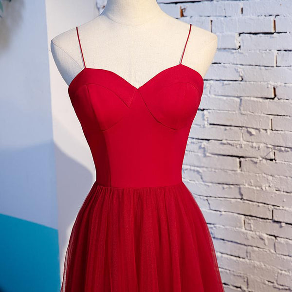 Sweetheart Neck Red Long Prom Dresses, Red Long Formal Evening Dresses
