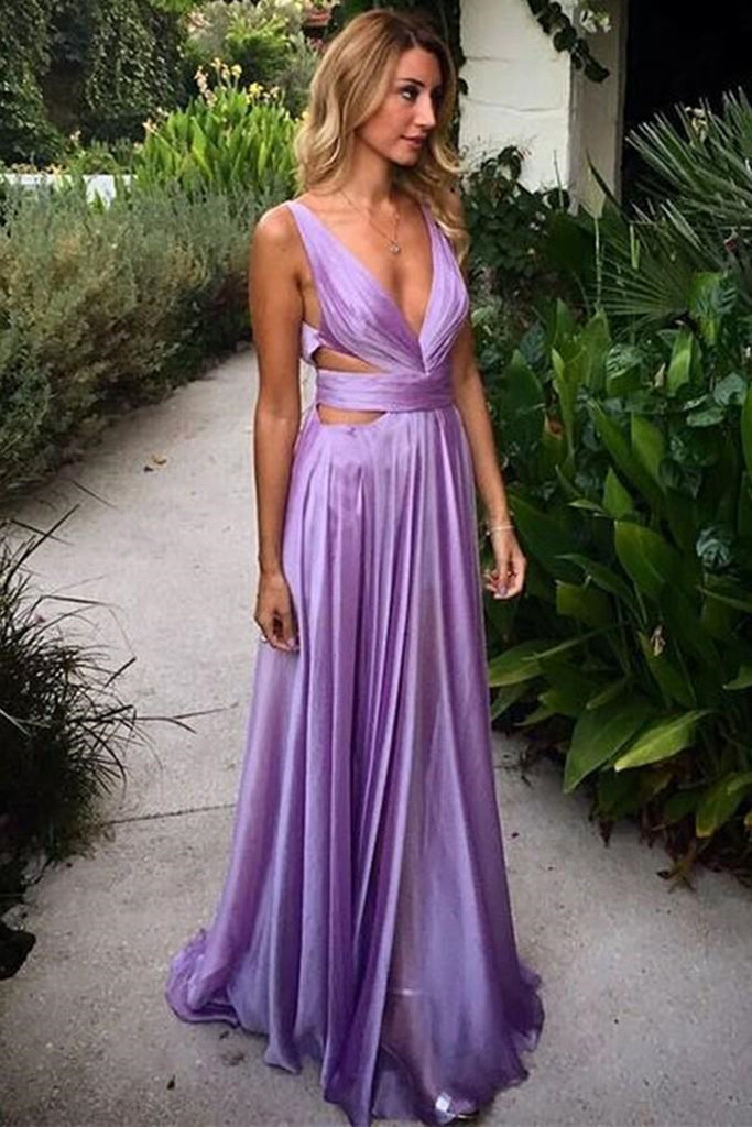 Unique V Neck Backless Purple Long Prom Dresses, Backless Purple Forma Eip Collection Unique V Neck Backless Purple Long Prom Dresses, Backless Purple Forma Eip Collection