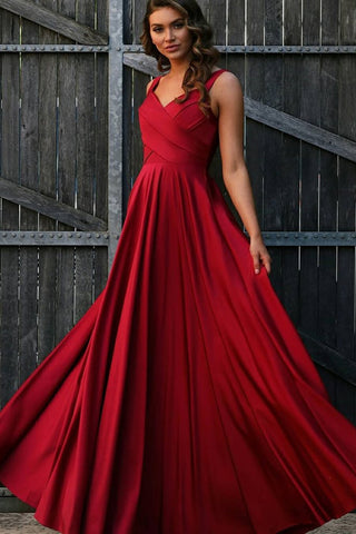 Unique V Neck Open Back Red Long Prom Dresses, Open Back Red Formal Dresses, Red Evening Dresses EP1604