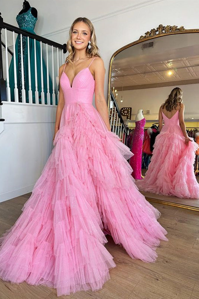 V Neck Hot Pink Long Prom Dresses, Hot Pink V Neck Long Formal Evening Eip Collection V Neck Hot Pink Long Prom Dresses, Hot Pink V Neck Long Formal Evening Eip Collection