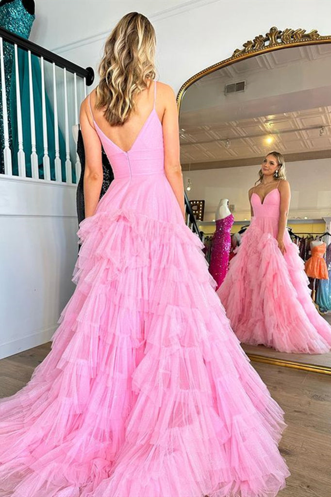 V Neck Hot Pink Long Prom Dresses, Hot Pink V Neck Long Formal Evening Eip Collection V Neck Hot Pink Long Prom Dresses, Hot Pink V Neck Long Formal Evening Eip Collection